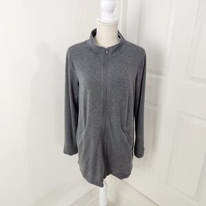 Eileen Fisher Jacket Womens M Gray Casual Jersey Knit Full Zip Athleisure